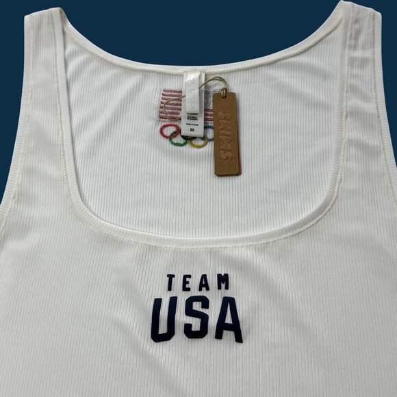 SKIMS Soft‎ Lounge Tank + Boxer Short Set Team USA White 2X/XL - Picture 8 of 15